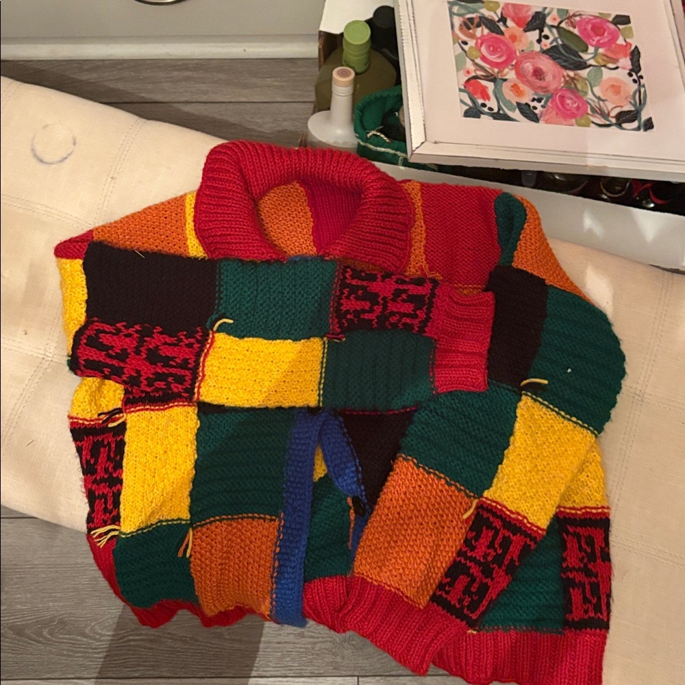 Colorful Patchwork Knit Sweater